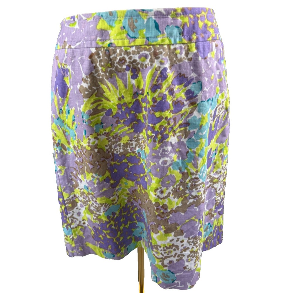 Talbots Womensโ Floral Pencil Skirt Purple Green Linen Blend Size 8